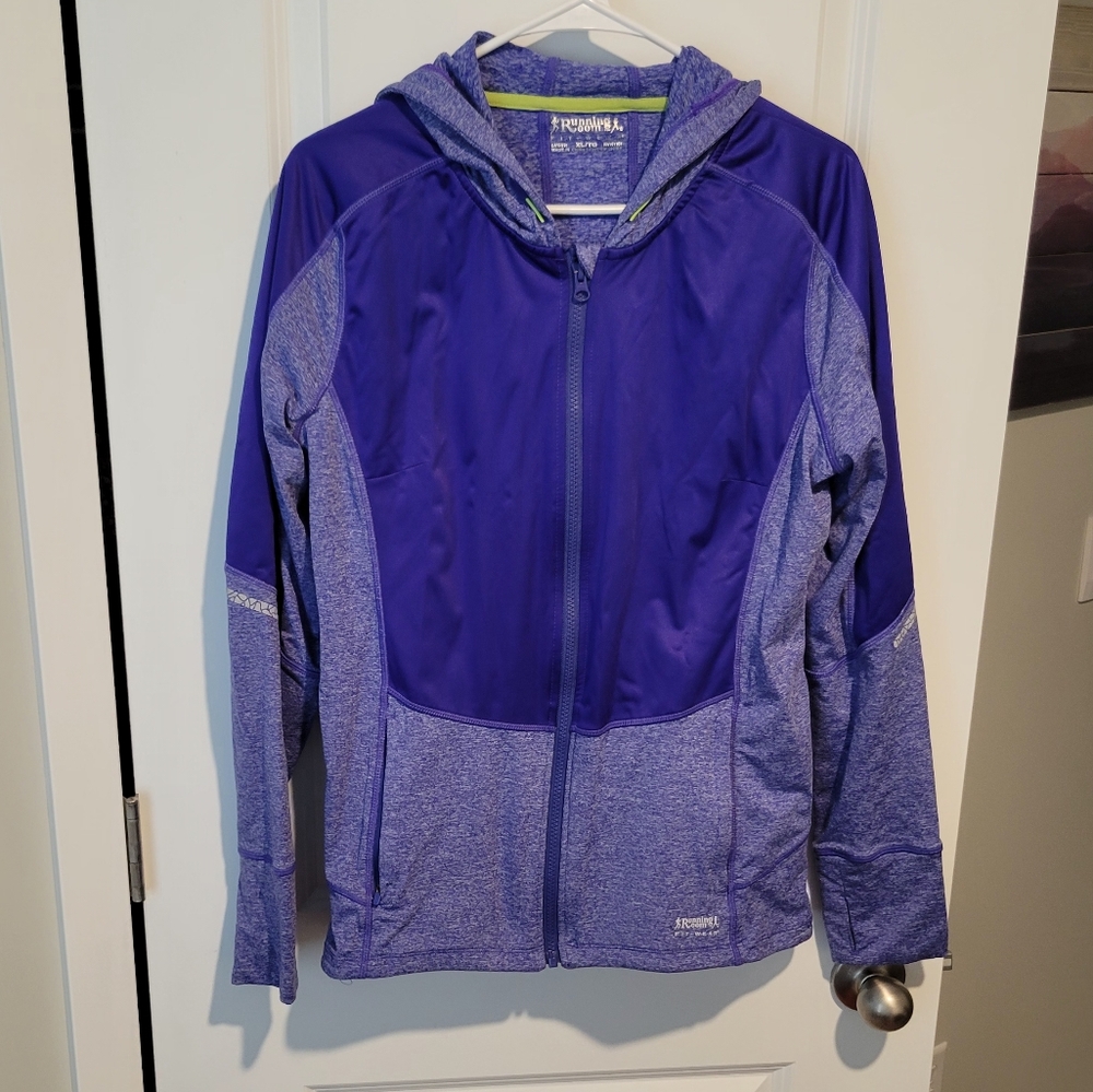Running Room Fit-Wear Zip-up Hooded Jacket in Purple, size XL, EUC